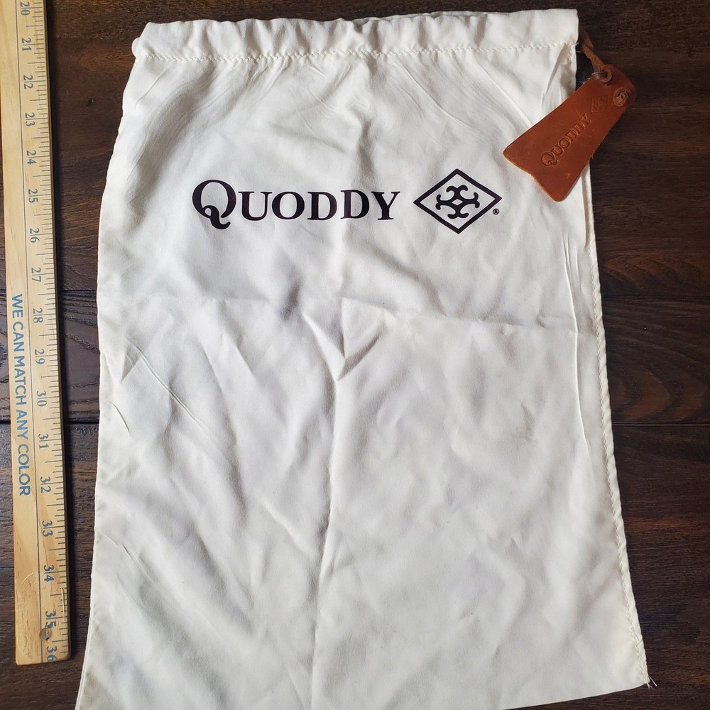Quoddy Authentic Moccasins Cotton Dust Bag Cream White Leather Hang Tag
